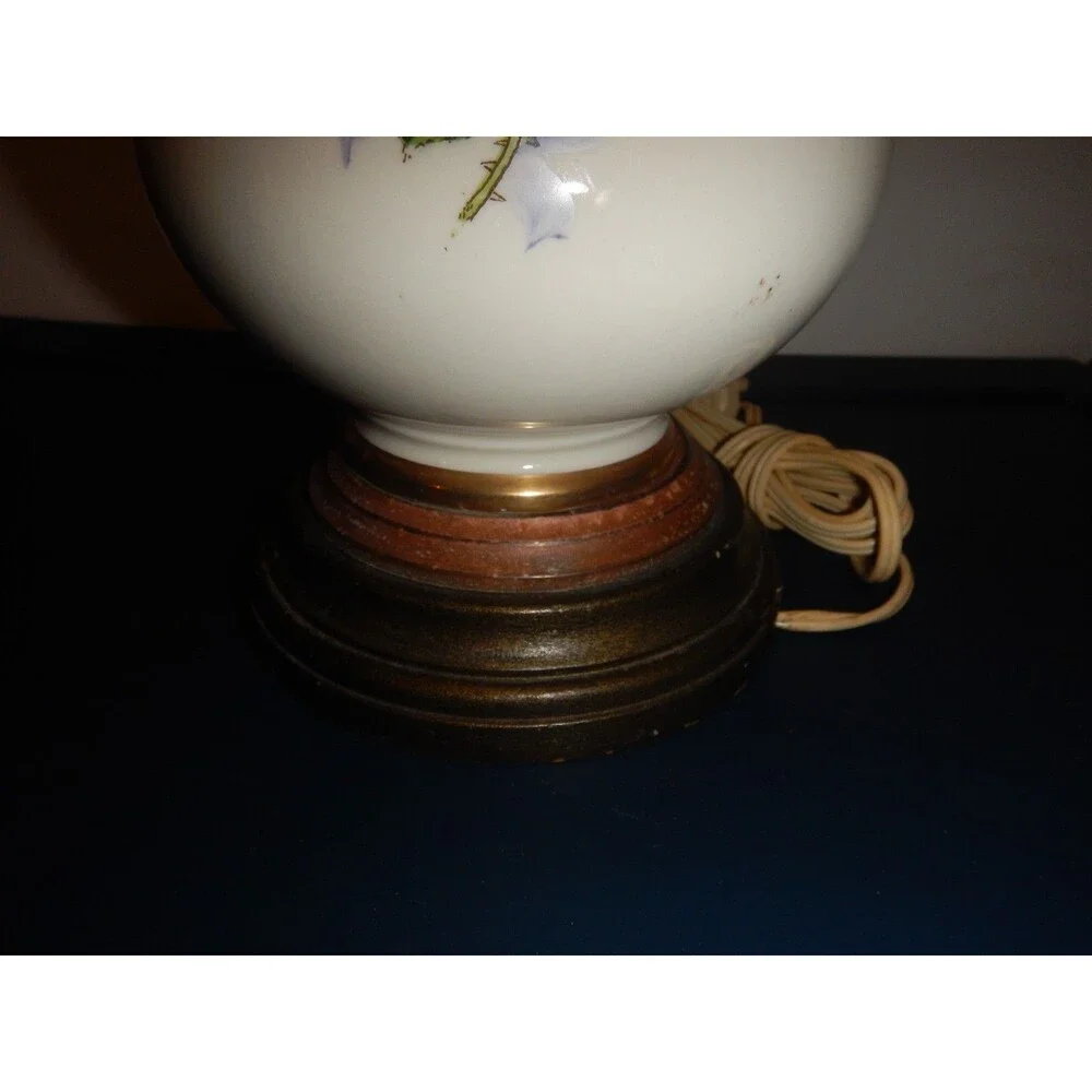 Vintage Porcelain Urn Table Lamp Roses Gold Scroll Handles Floral Hand Decorated